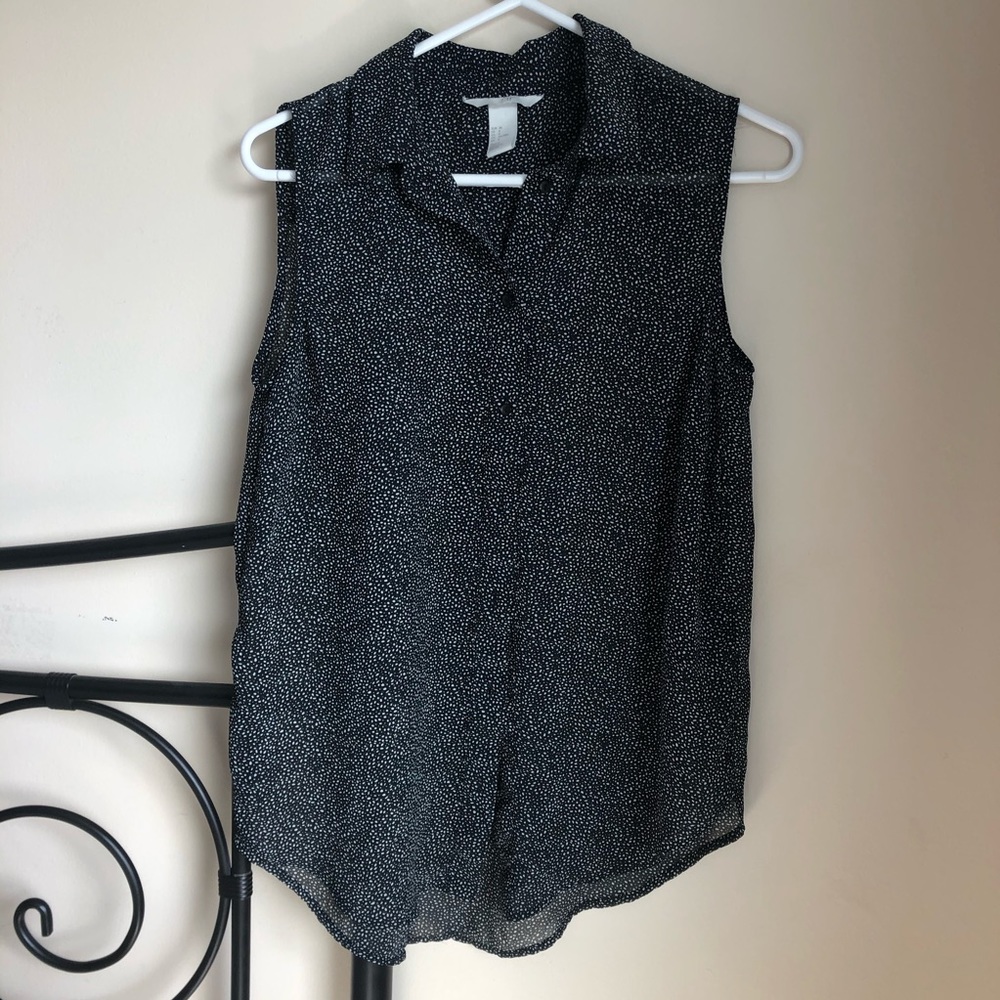 H&M patterned button down blouse - black and white